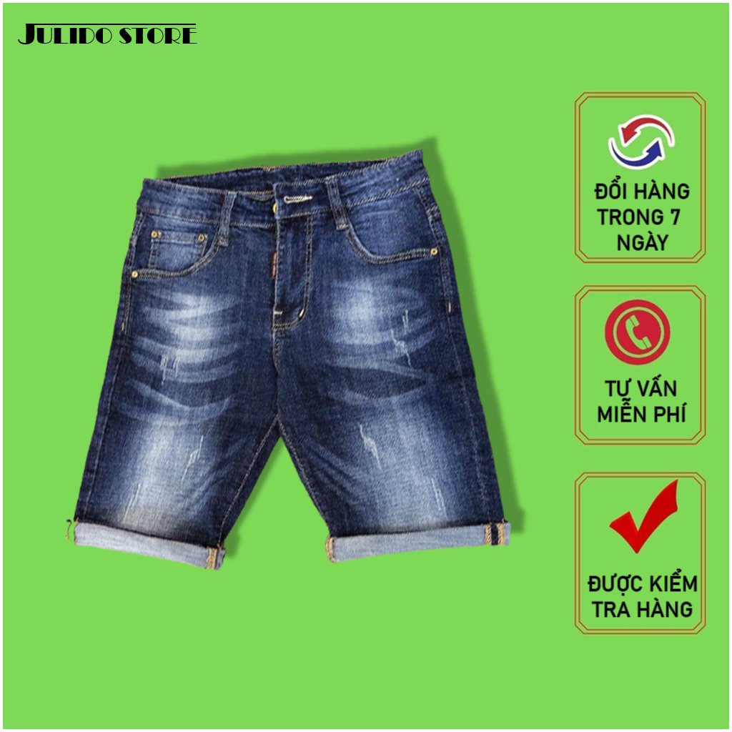 Quần short jean nam B3333 co dãn kiểu dán trẻ trung đơn giản thêu họa tiết Julido thời trang hàn quốc