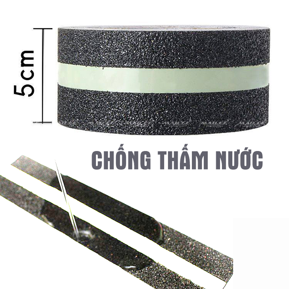 Băng keo chống trượt dạ quang 5m x 5cm cao cấp PQ-505, dán cầu thang, chống trơn trượt hiệu quả dành cho văn phòng, nhà xưởng, chân bậc cầu thang - Mai Lee