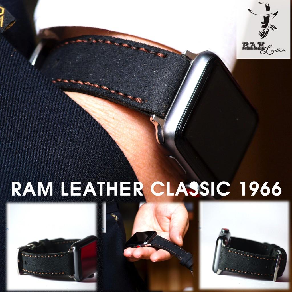 Dây apple watch da bò lộn đen tuyền cực chất - RAM classic 1966 - handmade
