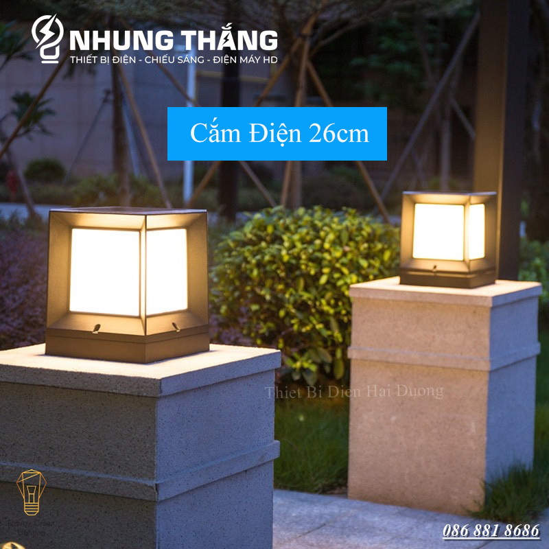 Đèn Sân Vườn Ngoài Trời LT-049 - Trụ Cổng Cột Đèn Hàng Rào Mái Hiên Chống Nước Cao Cấp Decor Vintage - Size 26cm - Có Video