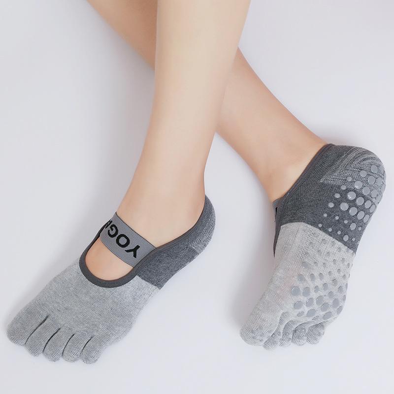Năm Ngón Tay Vớ Tập Yoga Silicone Chống Trơn Trượt Cotton Pilates Tất Nữ Hở Lưng Thoáng Khí Tập Gym Tập Thể Dục Chạy Khiêu Vũ Vớ Thể Thao Color: Burgundy Size: EUR 34-39