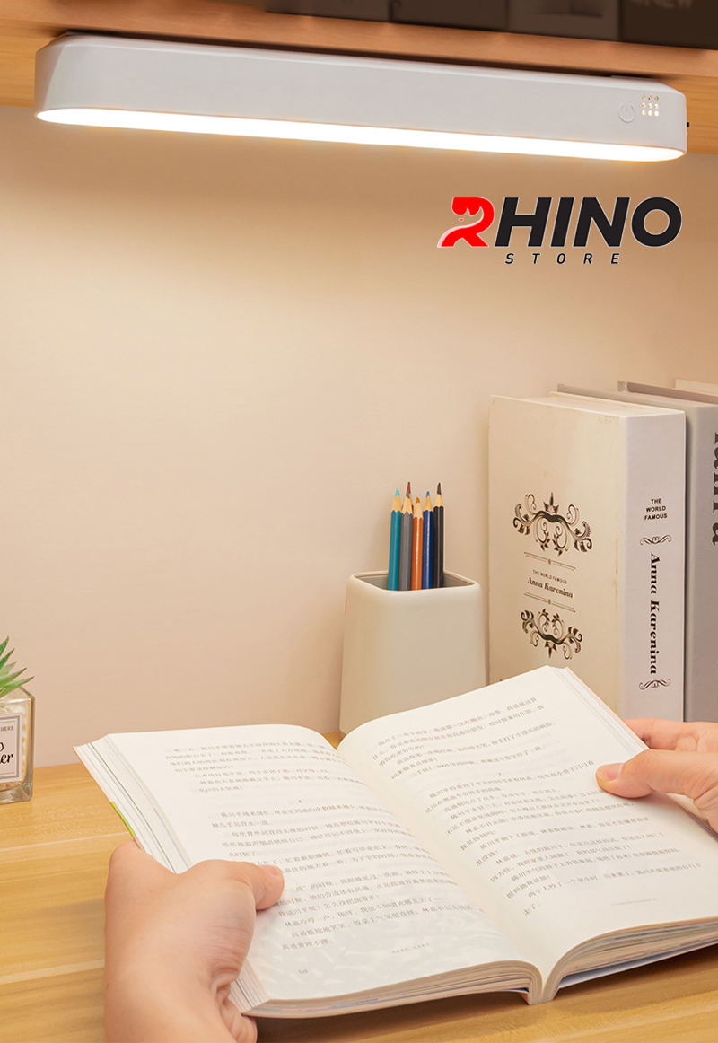 Đèn học LED 3 ánh sáng bảo vệ mắt chống cận, tích điện cảm ứng Rhino L301 dán tường, điều khiển từ xa đa năng làm việc, để bàn học - Hàng chính hãng
