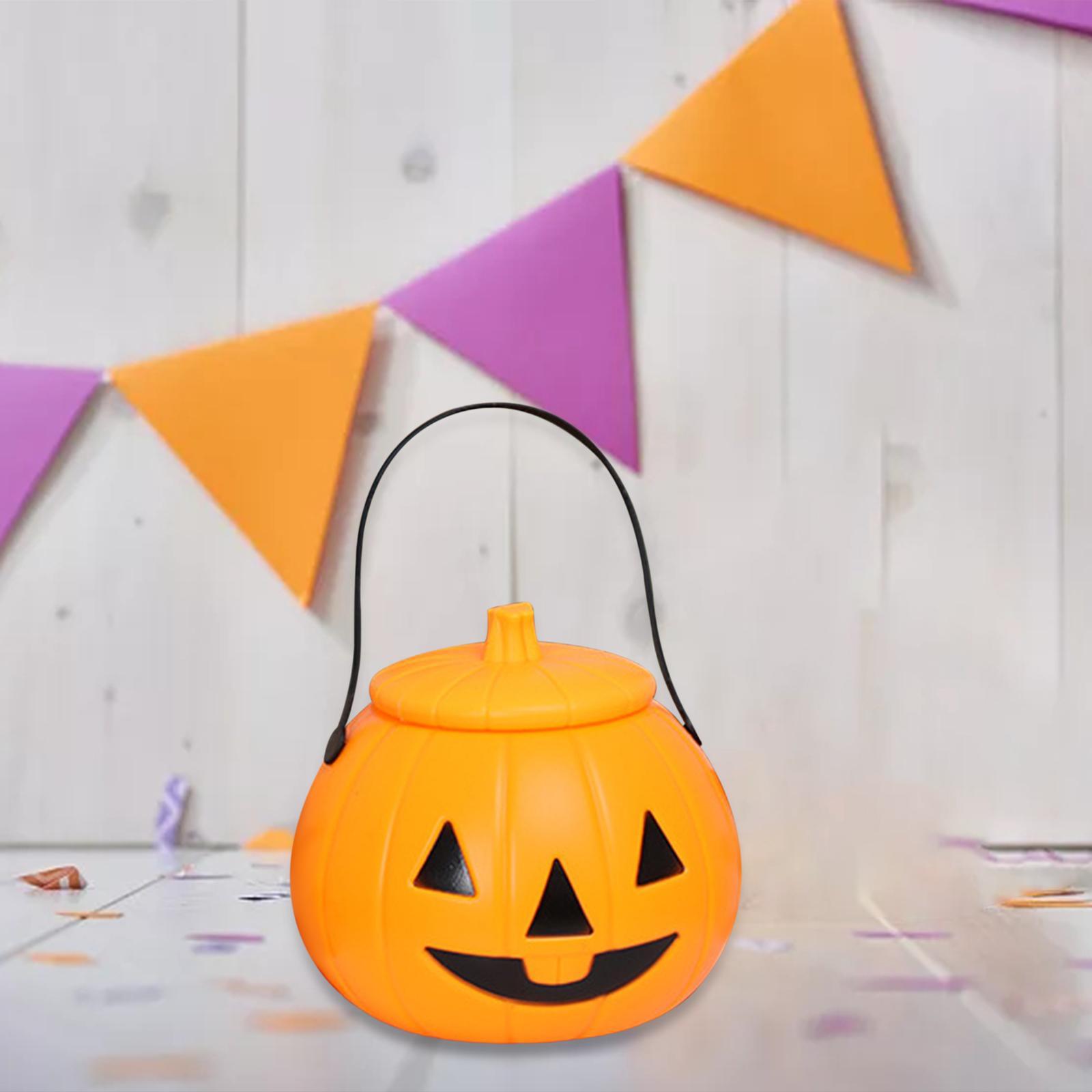Halloween Pumpkin Bucket Harvest Fall Decor Gift Box Jar Candy Bucket Holder