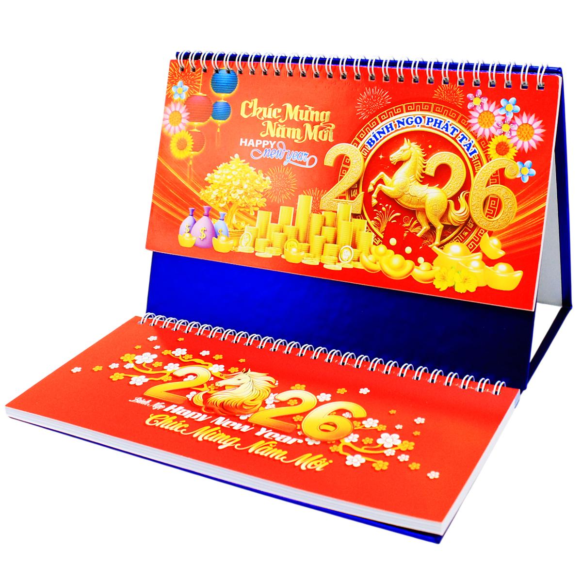 Lịch Để Bàn 2 Lò Xo - Bính Ngọ Phát Tài - NST 81B