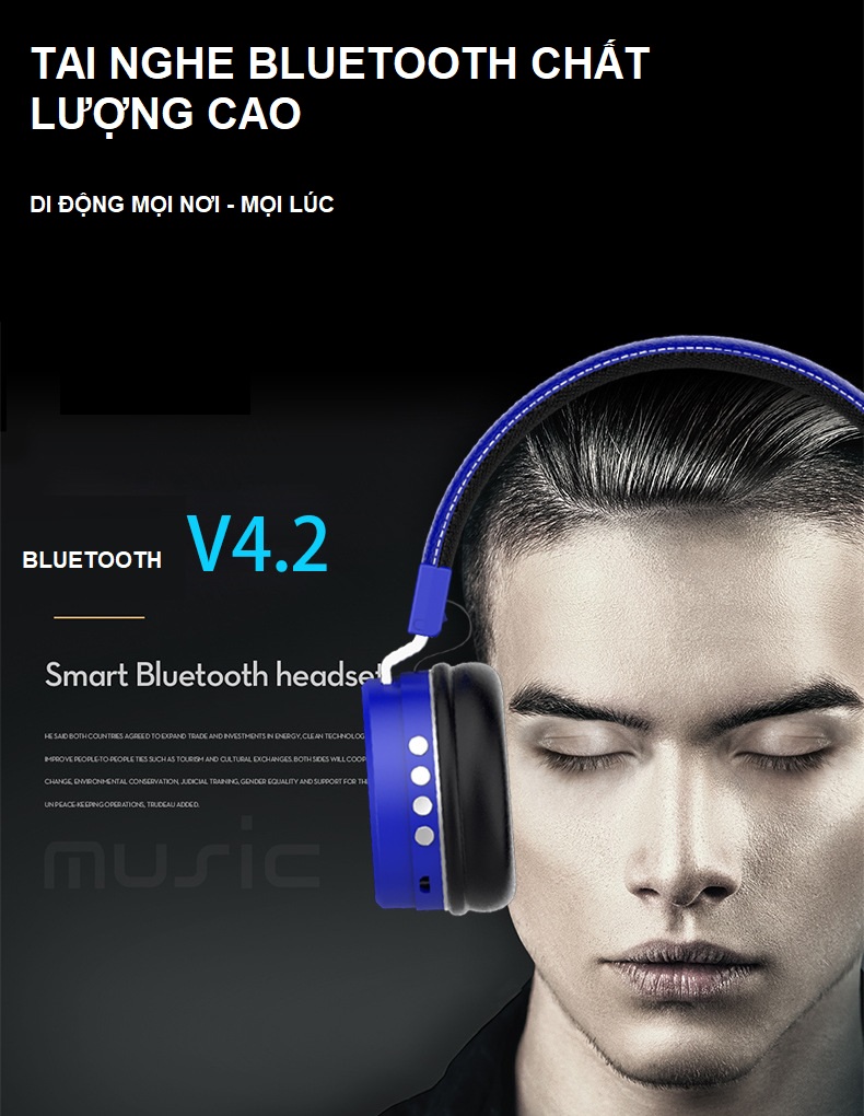 Tai Nghe Headphone Bluetooth Không Dây FM Cao Cấp (Màu Đỏ)