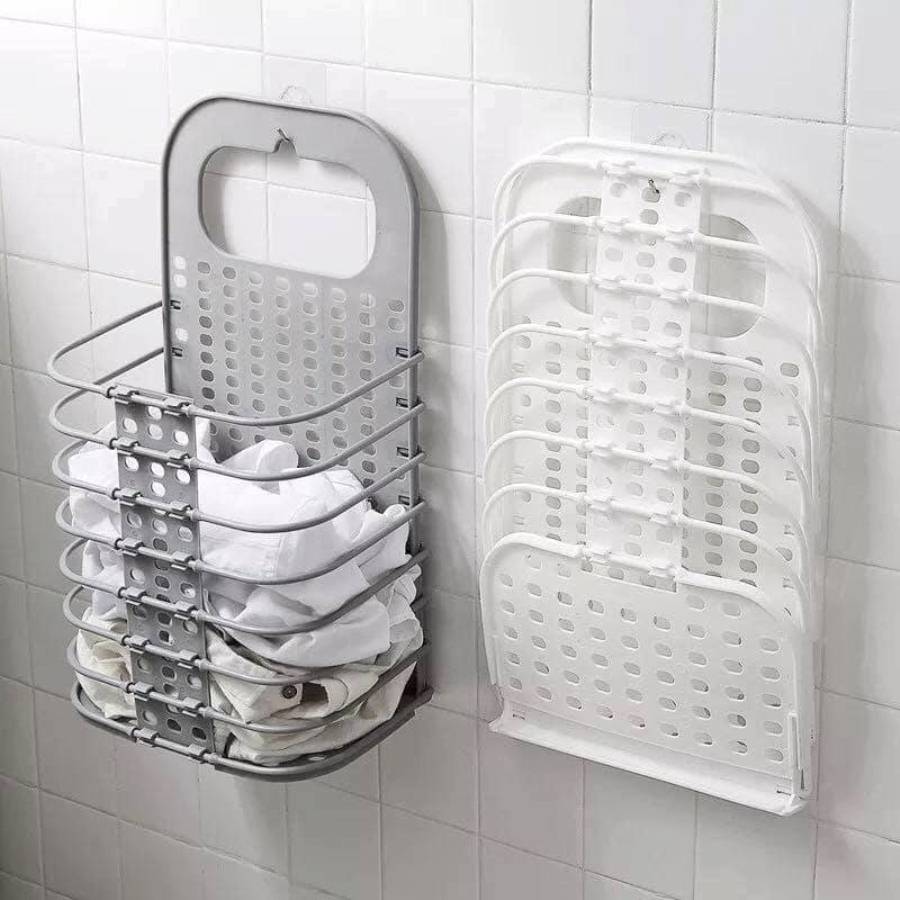 Combo 2 giỏ đựng đồ treo tường + tặng móc treo quần áo có 8 kẹp tiện lợi