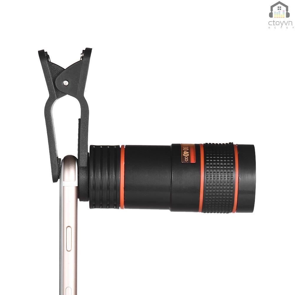 Ống kính phóng to 8 lần có kẹp cho điện thoại iPhone Xiaomi HTC