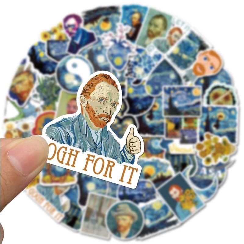 Sticker Vangogh Trang Trí Laptop Nón Bảo Hiểm Vali Đàn Xe Máy Xe Đạp