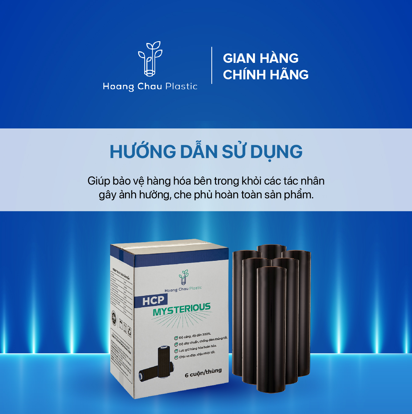 Màng Pe Đen Mysterious HOÀNG CHÂU PLASTIC Khổ 16mic x 500mm x 2.65kg Có Độ Mỏng, Dai Chống Đâm Thủng