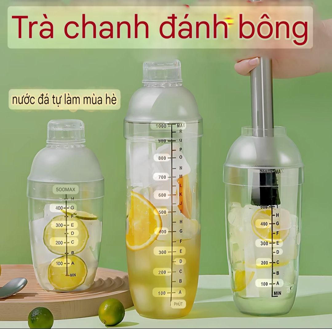 Bình Lắc pha chế, dụng cụ pha chế Bình Lắc Cocktail Shaker Nhựa Có Vạch Chia mil rõ nét Pha Chế Trà Sữa Trà Chanh, Cocktail , Cafe
