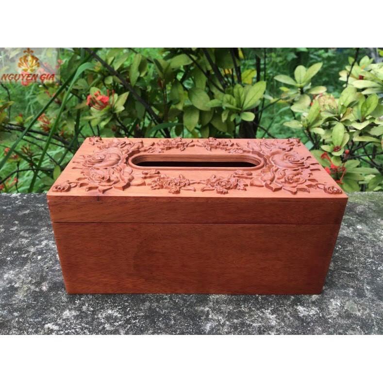 Hộp Đựng Giấy Ăn Gỗ Hương Điêu Khắc LOẠI VIP KHỔ GIẤY CHỮ NHẬT