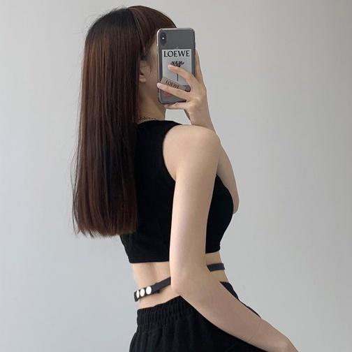 Áo ba lỗ nữ dây eo HAGA áo sát nách nữ croptop dây bấm quấn eo xinh xắn ASNBK10