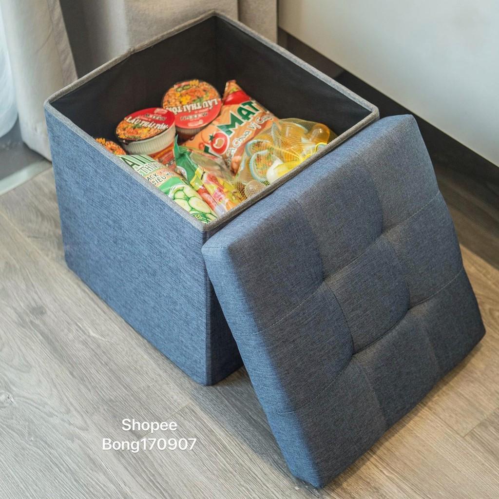 Bộ Combo 2 Ghế kiêm hộp đựng đồ sang trọng chất vải oxford 600D XL 70x39xcao40cm & size L 39x39xcao40cm
