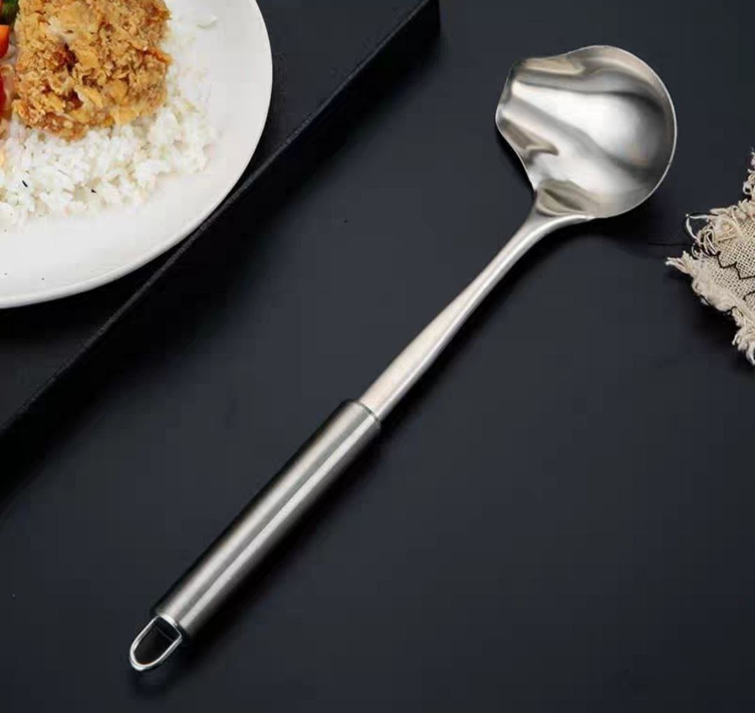 Muôi muỗng thìa to mỏ vịt múc nước lèo múc trân châu, cốt sữa dừa inox (muôi múc trân châu đường đen)