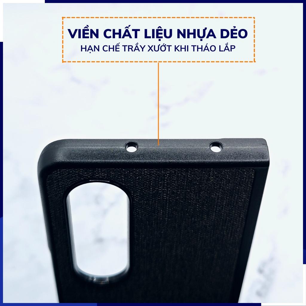 Ốp lưng z fold 4 fold 3 chống vân tay nhựa cứng viền đen vải jean 1 màu phụ kiện điện thoại huỳnh tân store