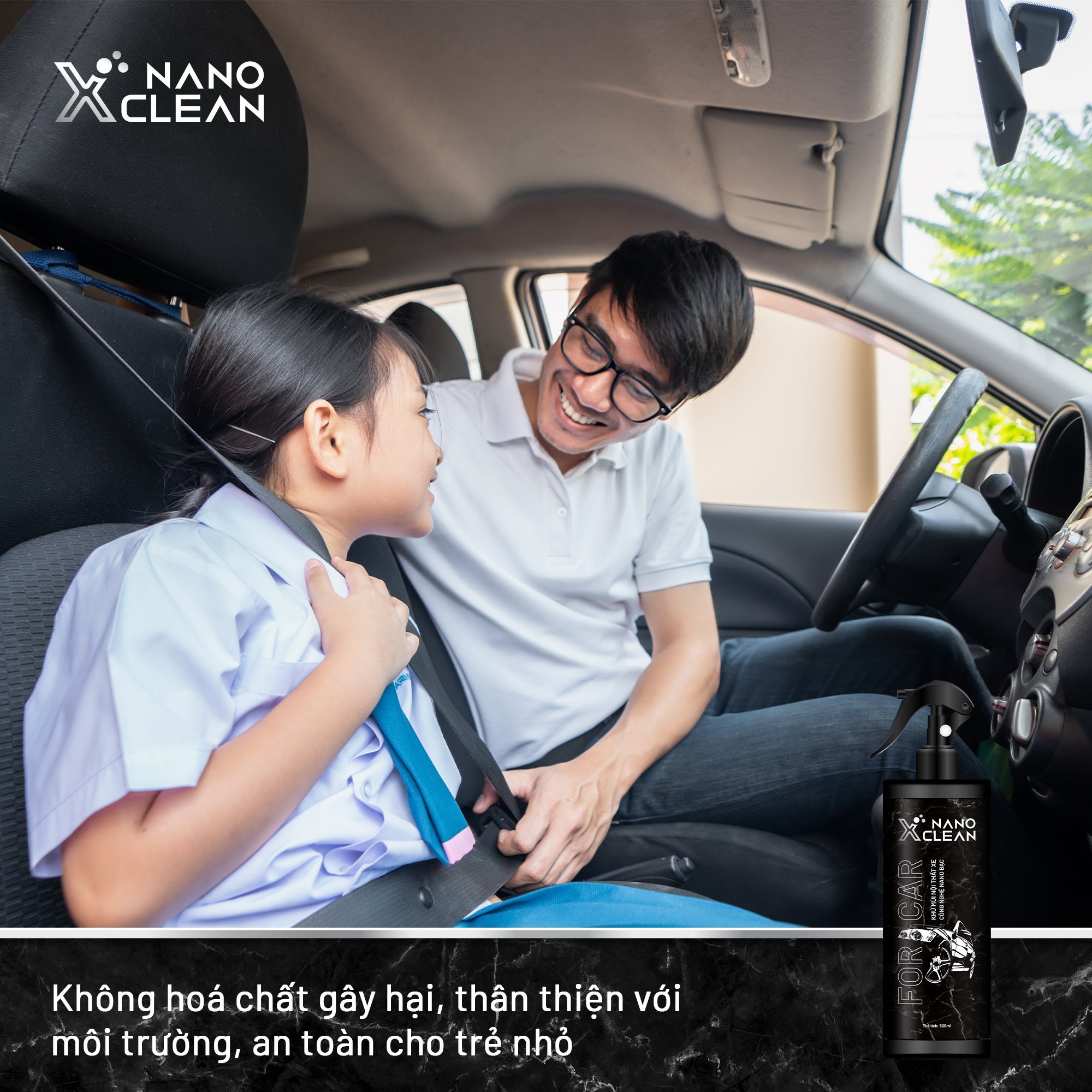 Khử Mùi ô Tô, khử mùi xe hơi chai xịt diệt khuẩn khử mùi nano bạc Nano Xclean For Car AHT Corp - chăm sóc ô tô, vệ sinh và khử mùi nội thất, phụ kiện ô tô