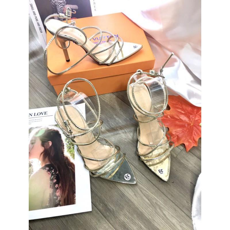 Giày Sandal Đan Dây Mũi Nhọn Gót 9cm Vô Cùng Sang Chảnh