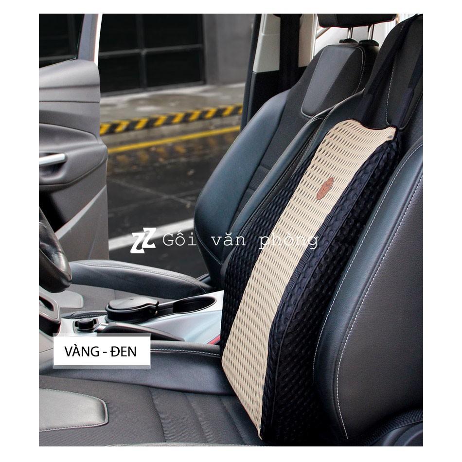 Gối tựa lưng ô tô chuyên dùng chống đau lưng vỏ mát 2 dây đai ZURI PILLOW BL100