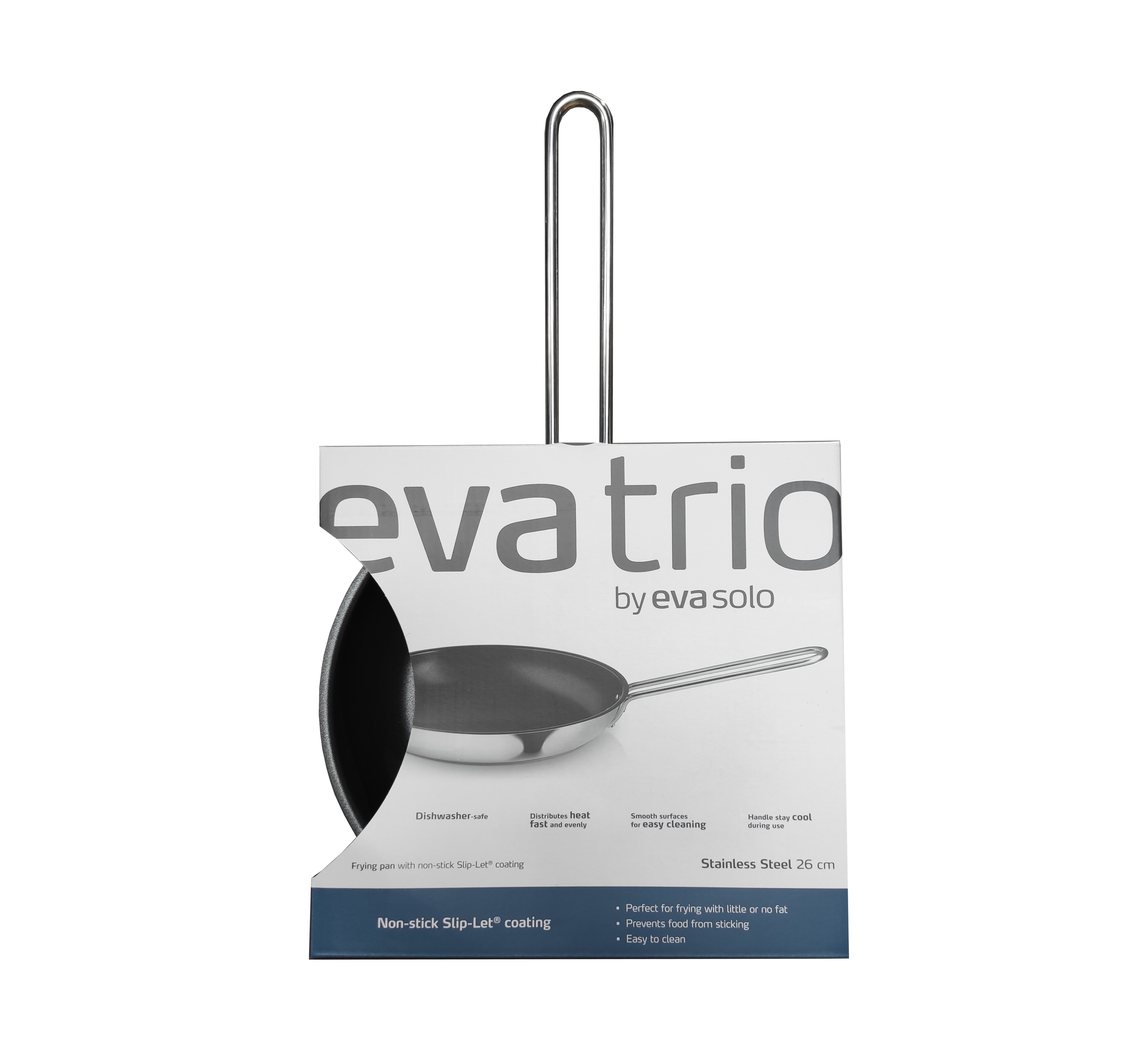 Chảo 26cm phủ Slip-Let, dòng thép không gỉ. Nhãn Eva Trio, Đan Mạch