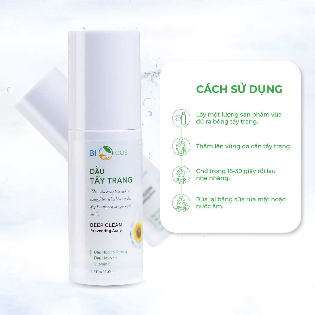 Dầu Tẩy Trang Dưỡng Ẩm BIOCOS - Deep Clean Preventing Acne 100ml