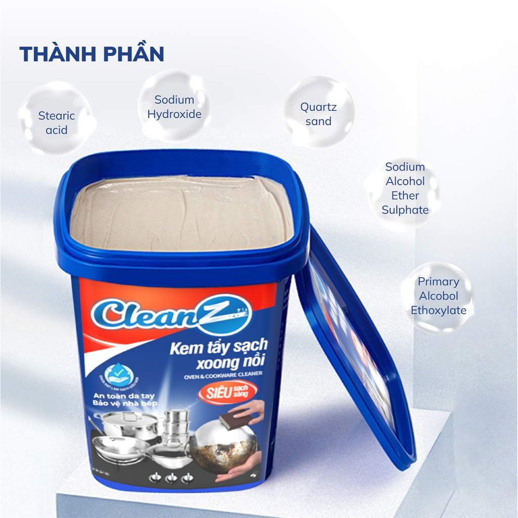 Kem tẩy xoong nồi đa năng Cleanz Aikomi 500g (TẶNG KÈM MIẾNG XỐP VỆ SINH)