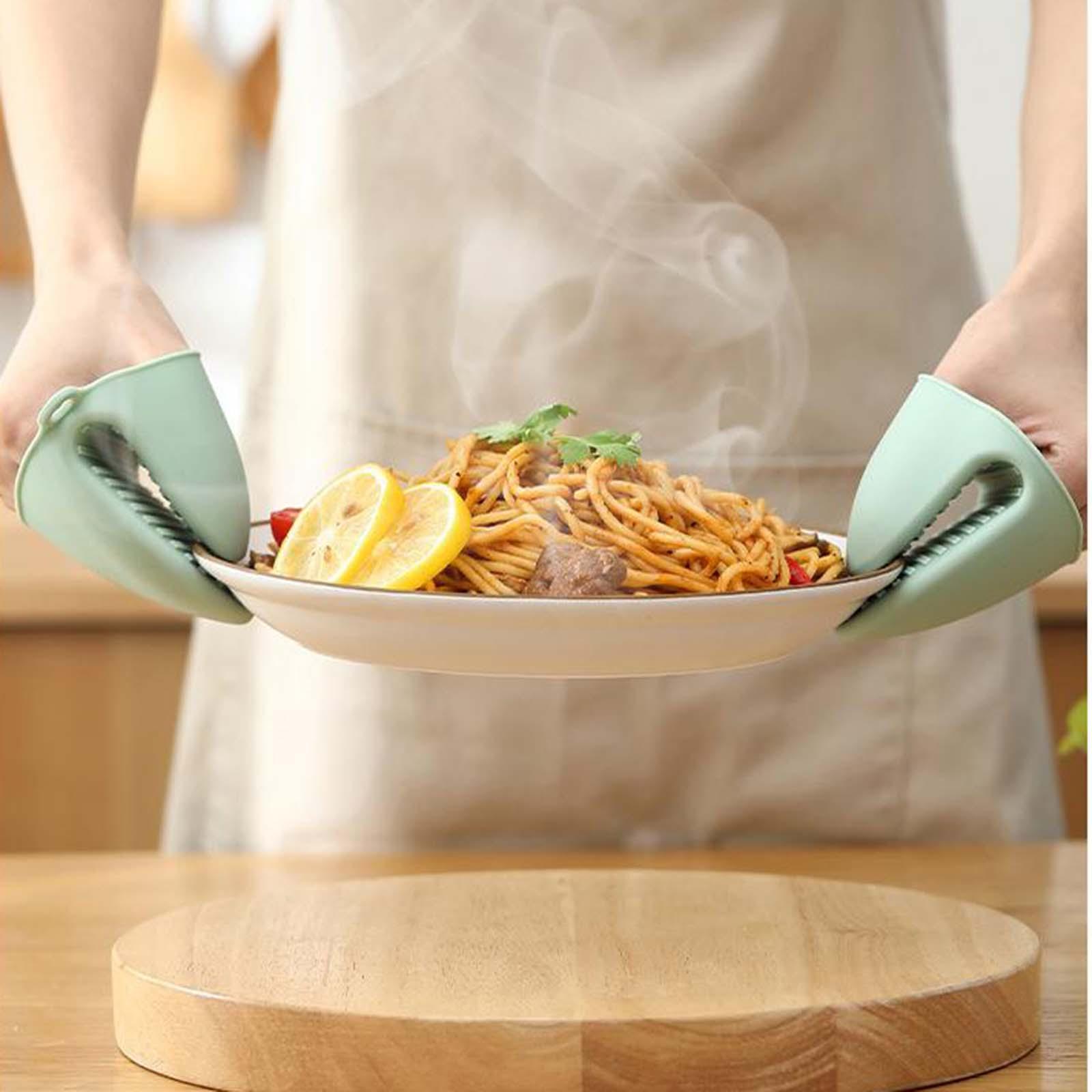 Silicone Oven Mitts Gloves Finger Protectors Pinch Grips Heat Resistant