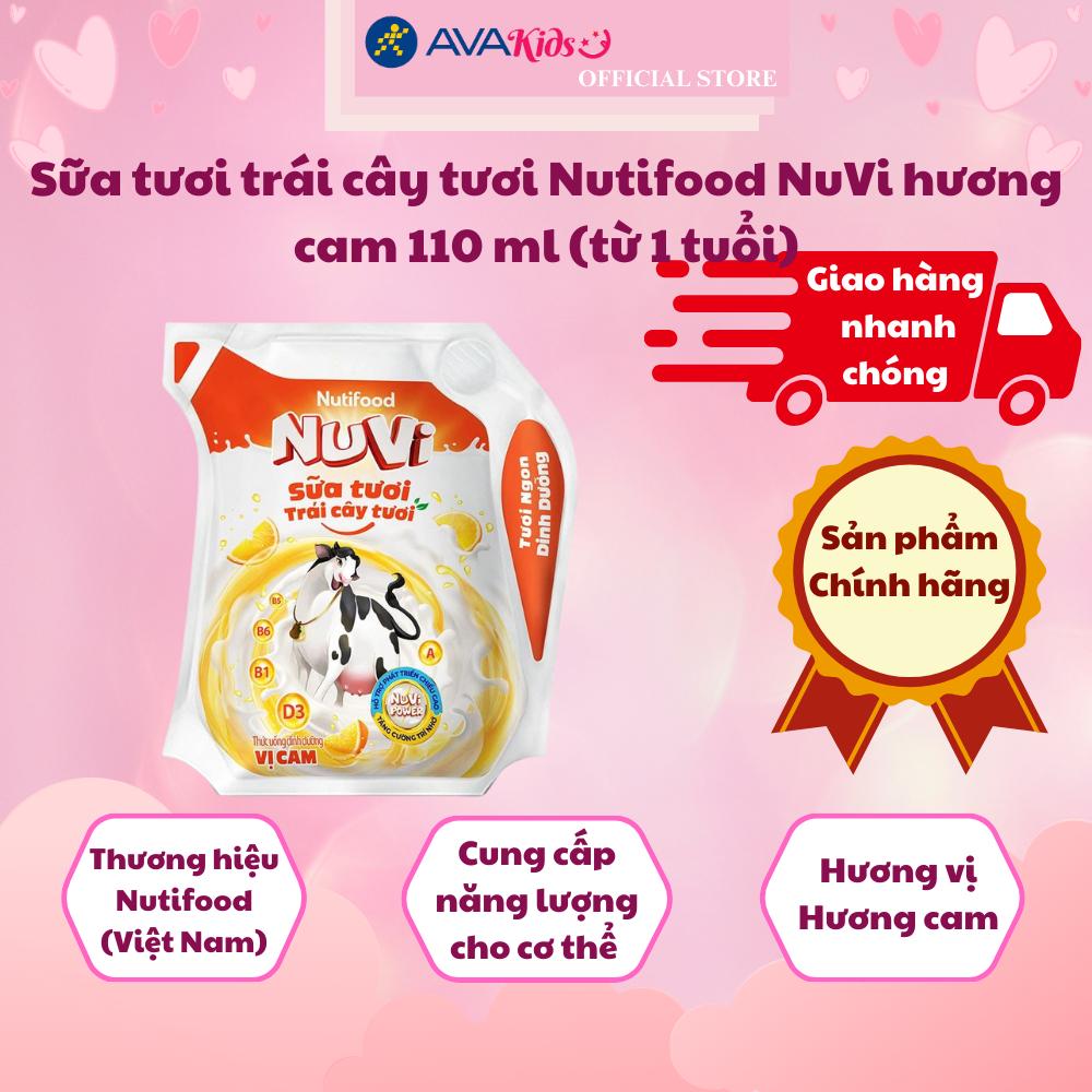 Sữa tươi trái cây tươi Nutifood NuVi hương cam 110 ml (từ 1 tuổi)