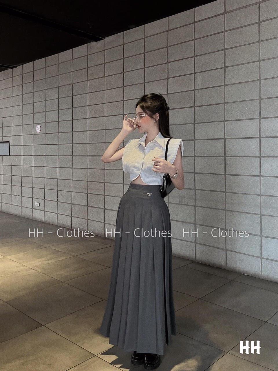SET ĐI CHƠI, SET 2 MÓN ÁO SƠ MI KIỂU TAY CÁNH DƠI PHỐI CHÂN VÁY XẾP LY CỰC XINH IU