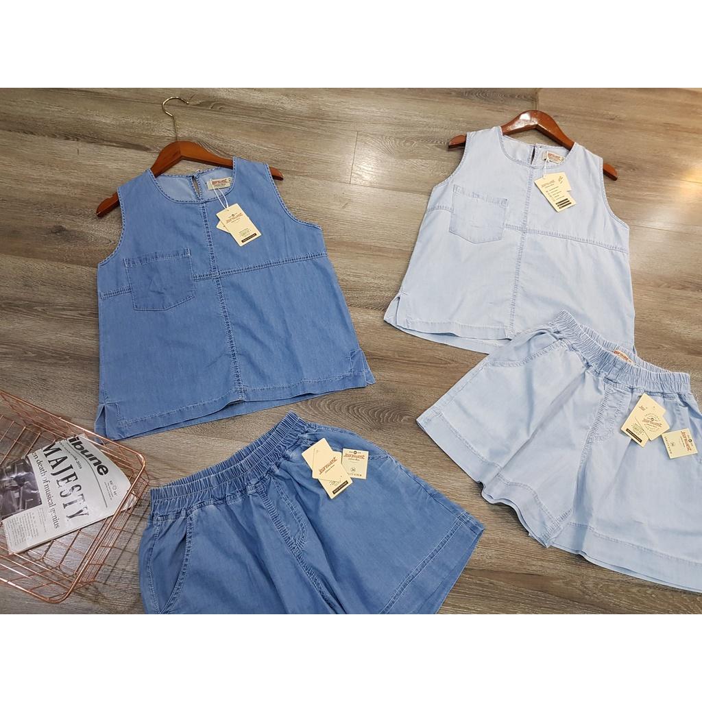 Set Bộ Denim Sát Nách JEANS 2 Màu Xanh Nhạt, Xanh Trung Mát Mẻ Cho Mùa Hè Năng Động Chất Đẹp - Độc - Lạ