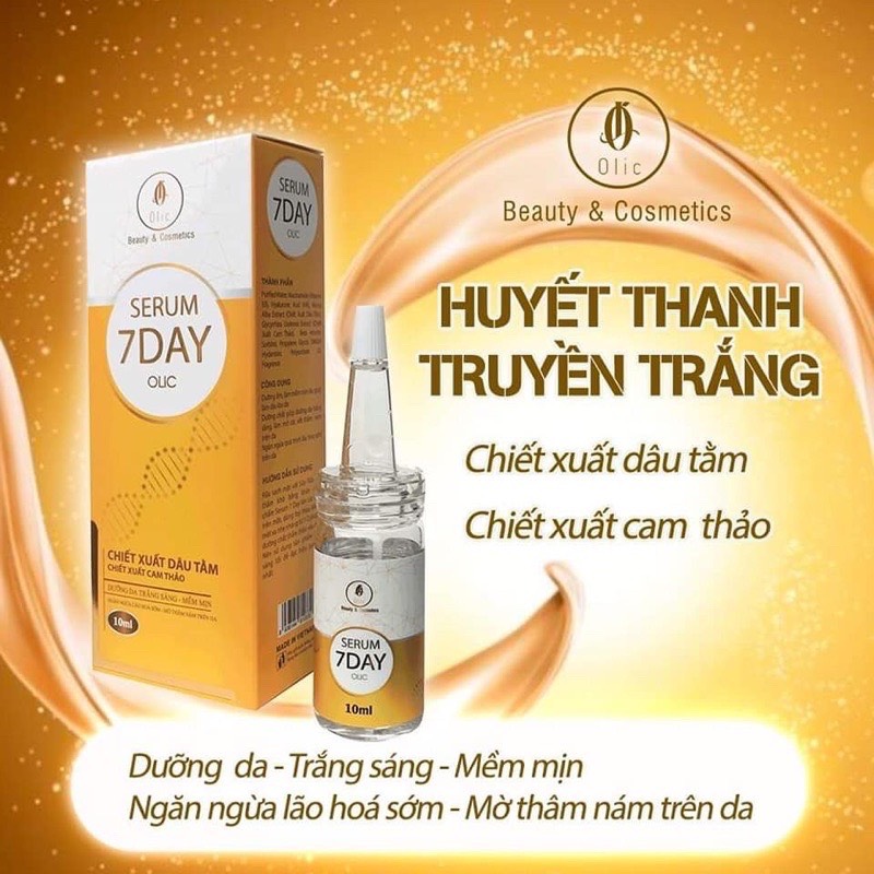 (Sỉ 4) Serum7 Day OlicVàng 10ml SerumHuyếtThanhTruyềnTrắng Xoá Nhắn, TrẻHoá Da