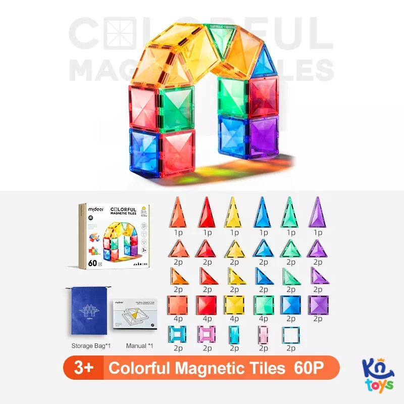 Đồ Chơi Xếp Hình Nam Châm Cầu Vồng Đa Sắc Mideer Colorful Magnetic Tiles