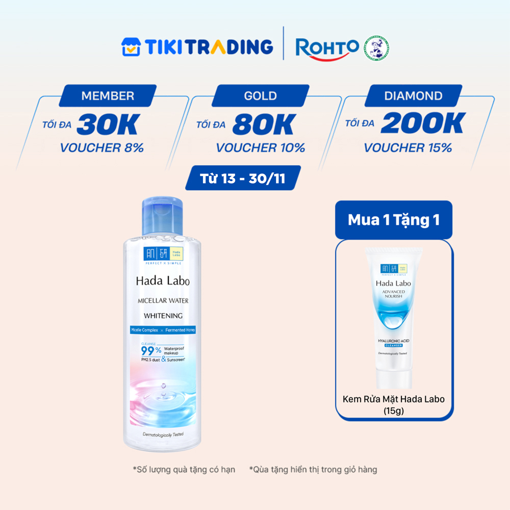 Nước tẩy trang sạch sâu dưỡng trắng Hada Labo Micellar Water Whitening 240ml