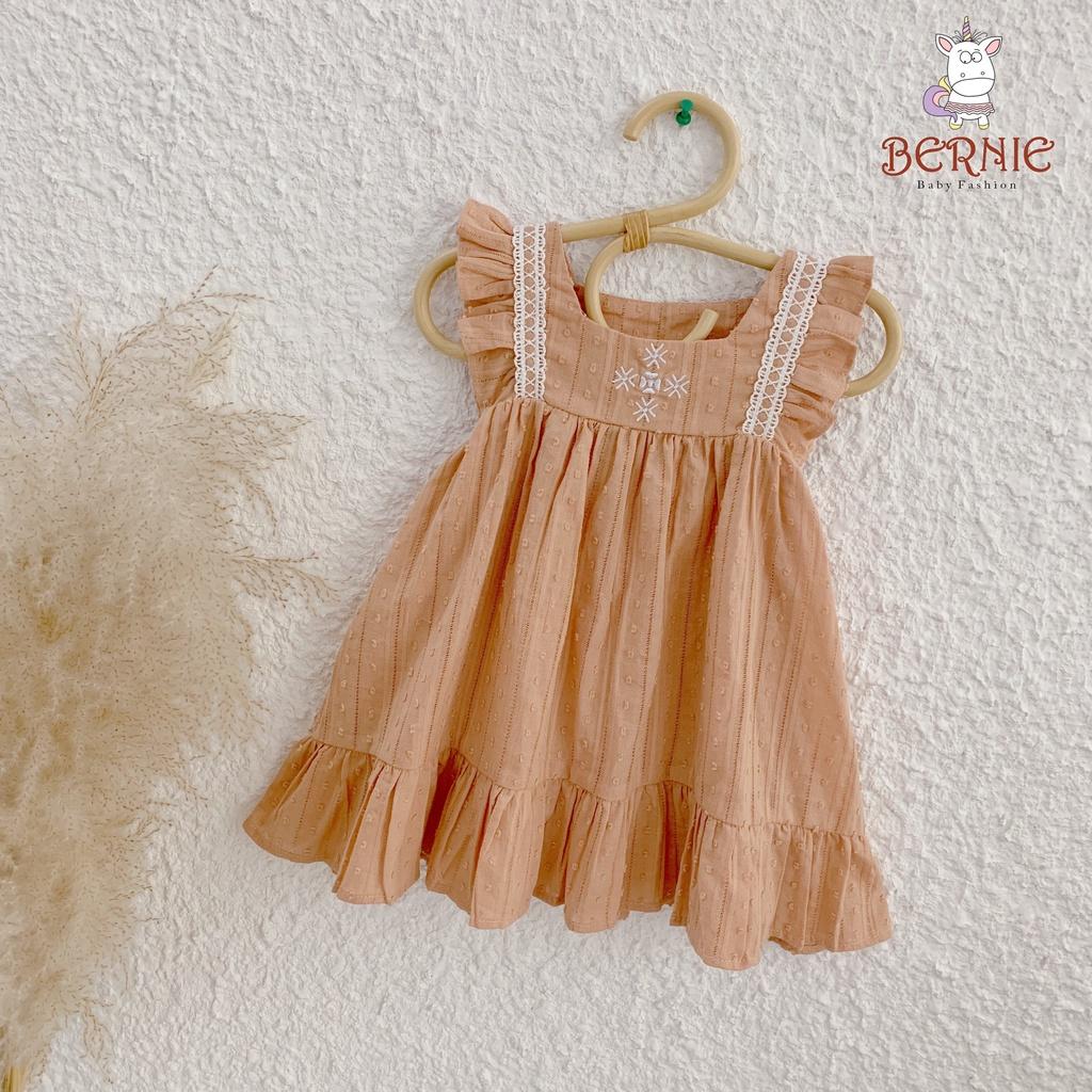 Váy hè cho bé gái 9m-6 tuổi sát nách phối ren, Đầm babydoll trẻ em vải cotton ren nhẹ thoáng mát