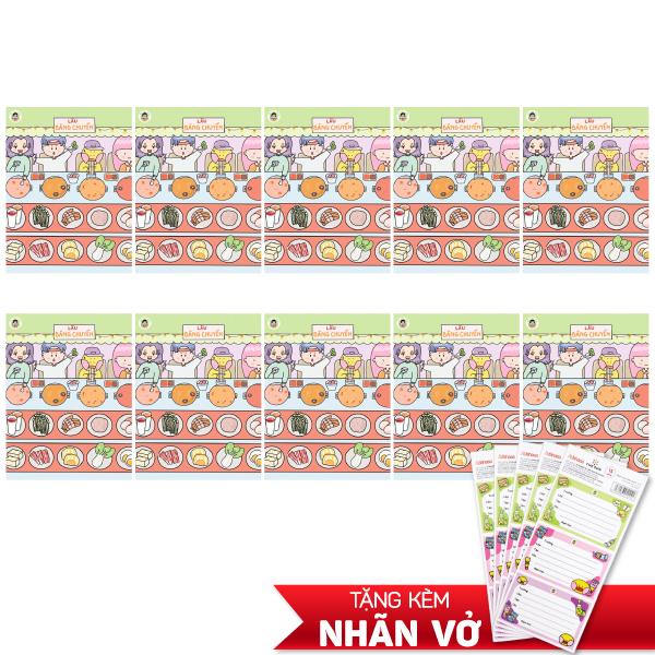 Combo 10 Tập Học Sinh Cô Tiên Xanh - Miền Nam - 4 Ô Ly - 96 Trang 100gsm - The Sun - Lẩu Băng Chuyền - Tặng Kèm Nhãn Vở Cô Tiên Xanh