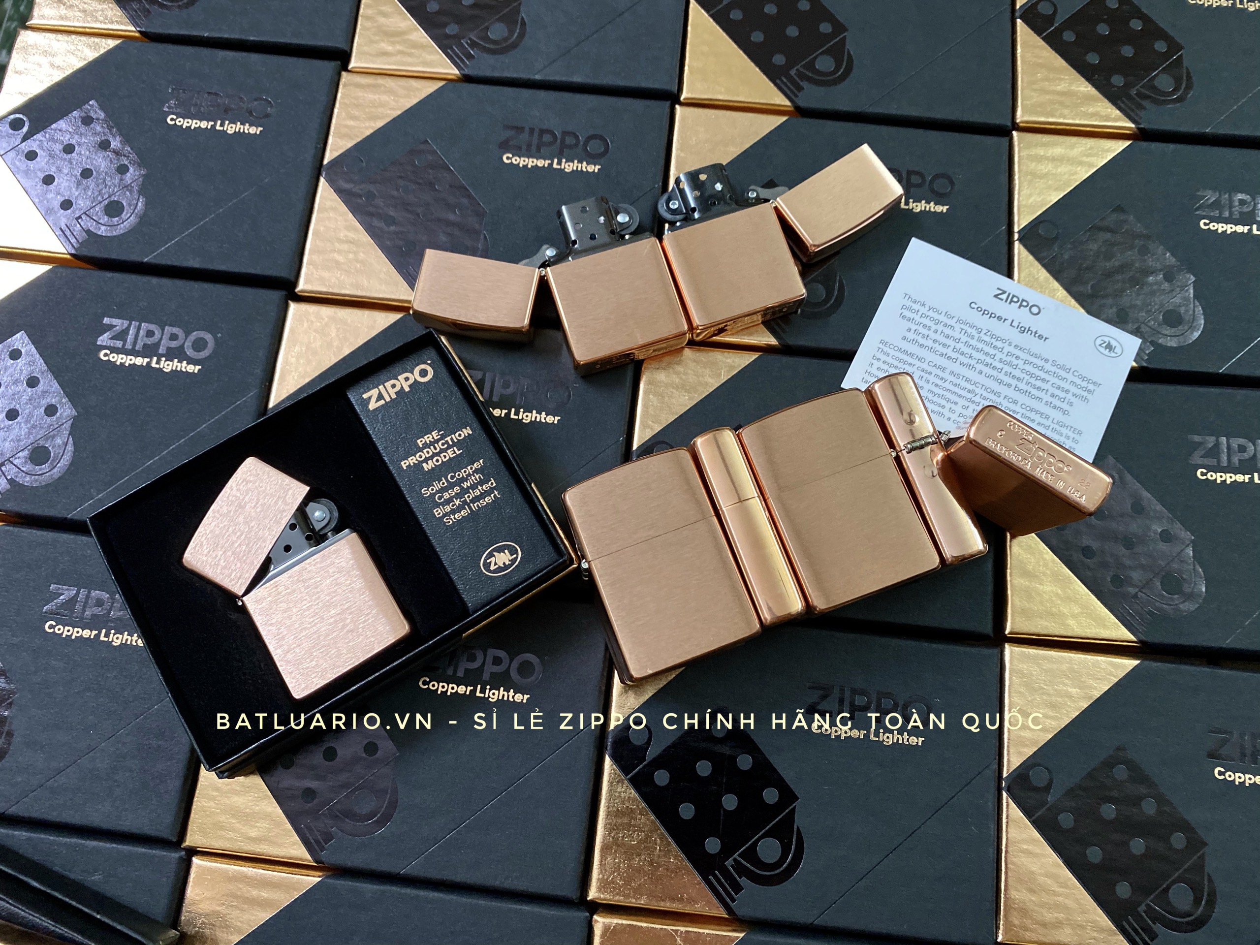 Bật Lửa Zippo 48107 – Zippo Solid Copper – Zippo Copper Case With Black Coated Stainless Steel Insert – Zippo Đồng Đỏ Nguyên Khối 2022