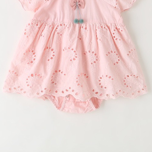 Váy công chúa body cộc thêu hoa kèm mũ bé gái 3-36 tháng
