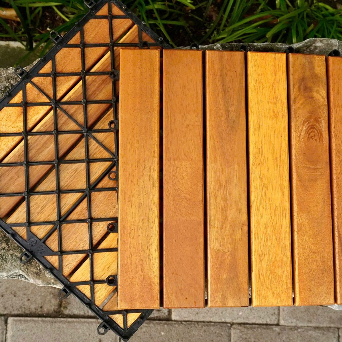 Combo 30 Vỉ Gỗ Lót Sàn Ban Công Đế Nhựa Chắc Chắn – Chống Cong Vênh, Mối Mọt, Màu Đẹp