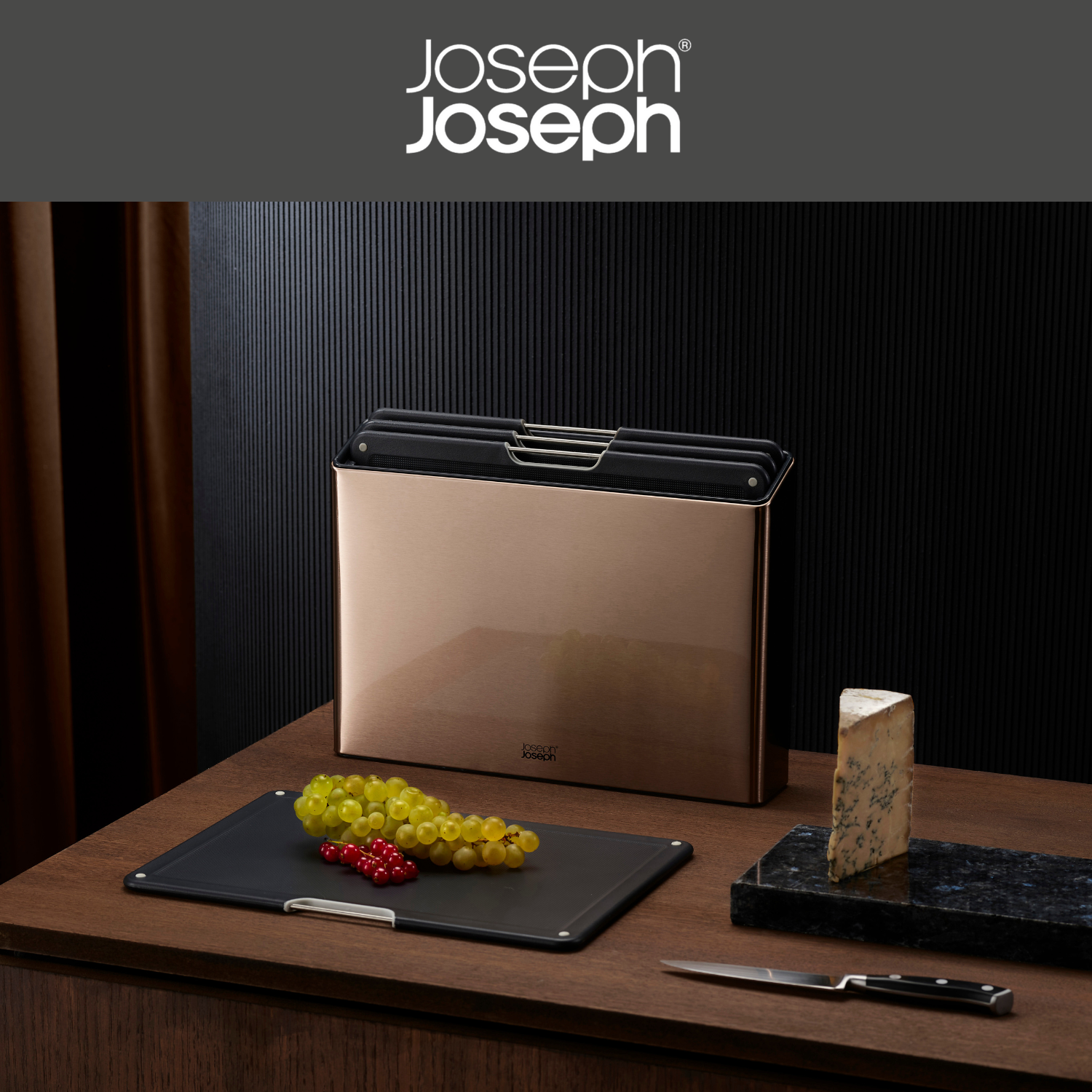 Joseph Joseph - Bộ thớt cao cấp Folio Steel 4-piece Chopping Board Set Rose-Gold 001211