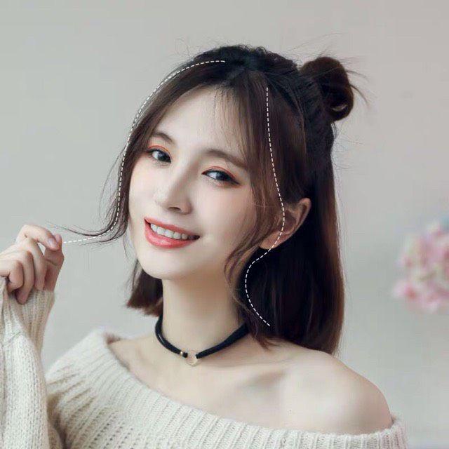 Tóc giả mái hàn quốc mái hàn quốc thẳng cúp