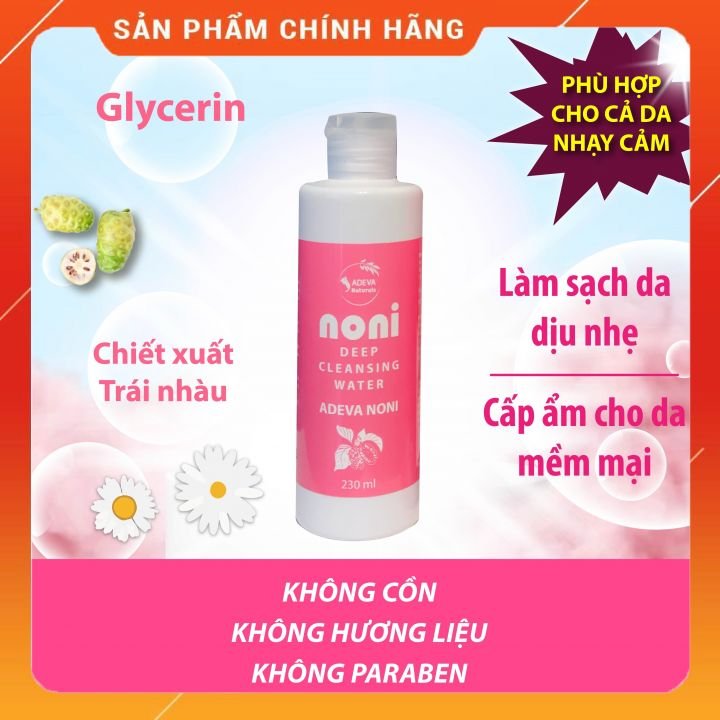 Nước tẩy trang Trái nhàu Noni - Deep Cleansing Water 230 ml - Tẩy lớp trang điểm, kem chống nắng, bụi bẩn và dầu thừa, Cấp ẩm dịu nhẹ cho làn da mềm mại