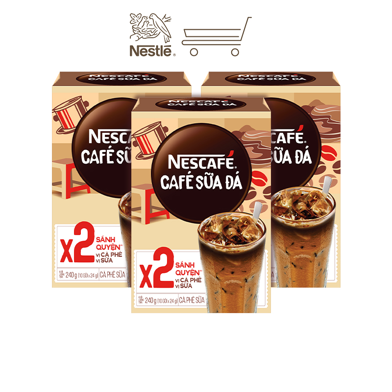 Combo 3 hộp cà phê sữa NESCAFÉ - Cà Phê Sữa Đá (Hộp 10 gói x 24 g)