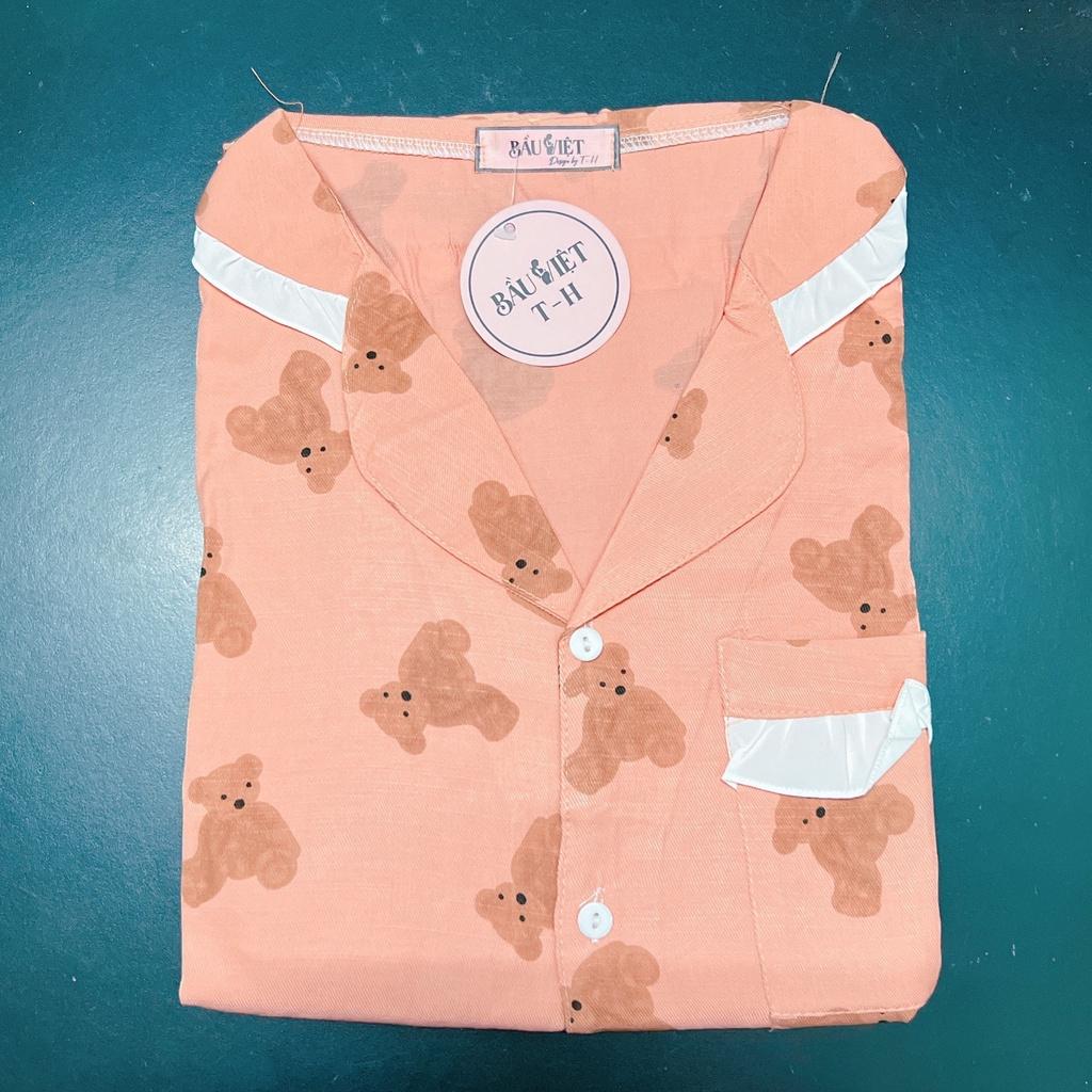 Bộ Pijama Bầu Mùa Hè Họa Tiết Gấu Dễ Thương Xinh Xắn Mặc Ở Nhà Chất Mát HT4659 Honey Mommy