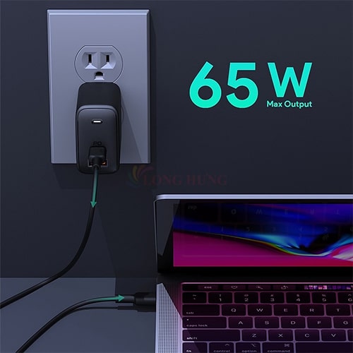 Cốc sạc Aukey Omnia Mix GaN 1USB 1Type-C PD 65W PA-B3 - Hàng chính hãng