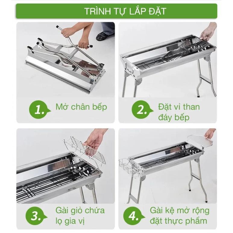 Lò nướng than inox ngoài trời BBQ Full Set (73 x 33 x 71)cm