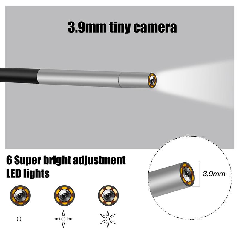 Máy Nội Soi Công Nghiệp 3.9MM Màn Hình 4.3 ''Camera Borescope Kỹ Thuật Số HD 1080P Camera Rắn Chống Nước IP67 Với 6 Đèn LED