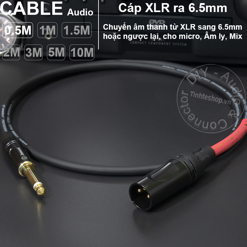 Dây canon sang 6 ly mono DIY 0.5 đến 10 mét - 6.35mm to XLR male audio cable