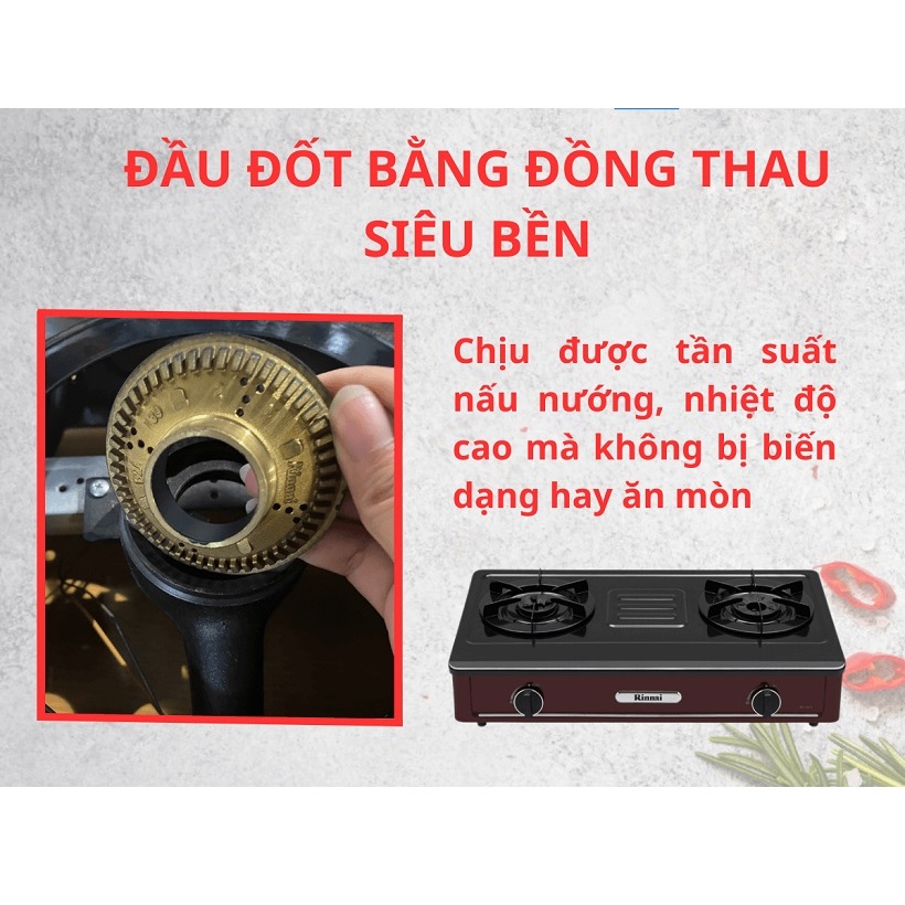 Bếp gas 7 tấc Rinnai RV-A271R, Chén đồng có ngắt gas tự động - Hàng chính hãng