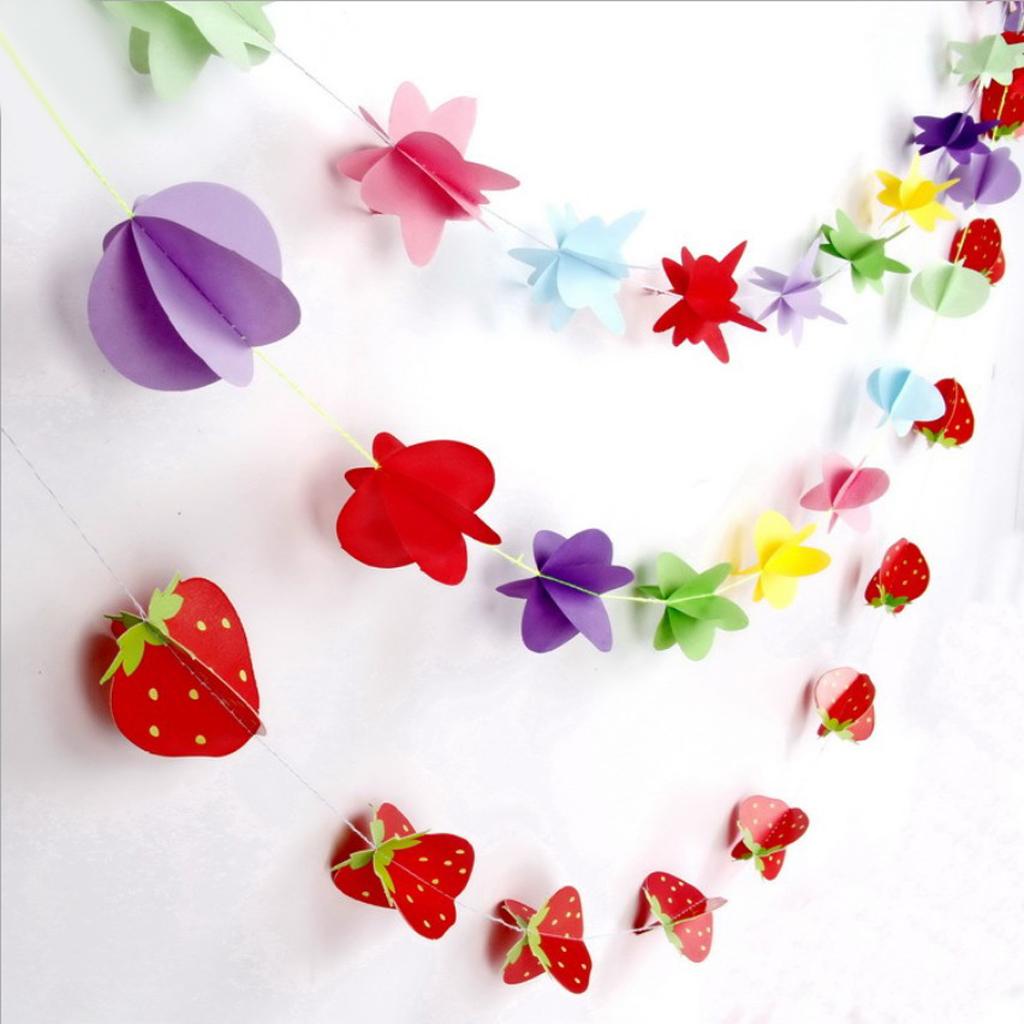 3D Paper Flower Bunting Banner Garland Festival Birthday Party DIY Accessory