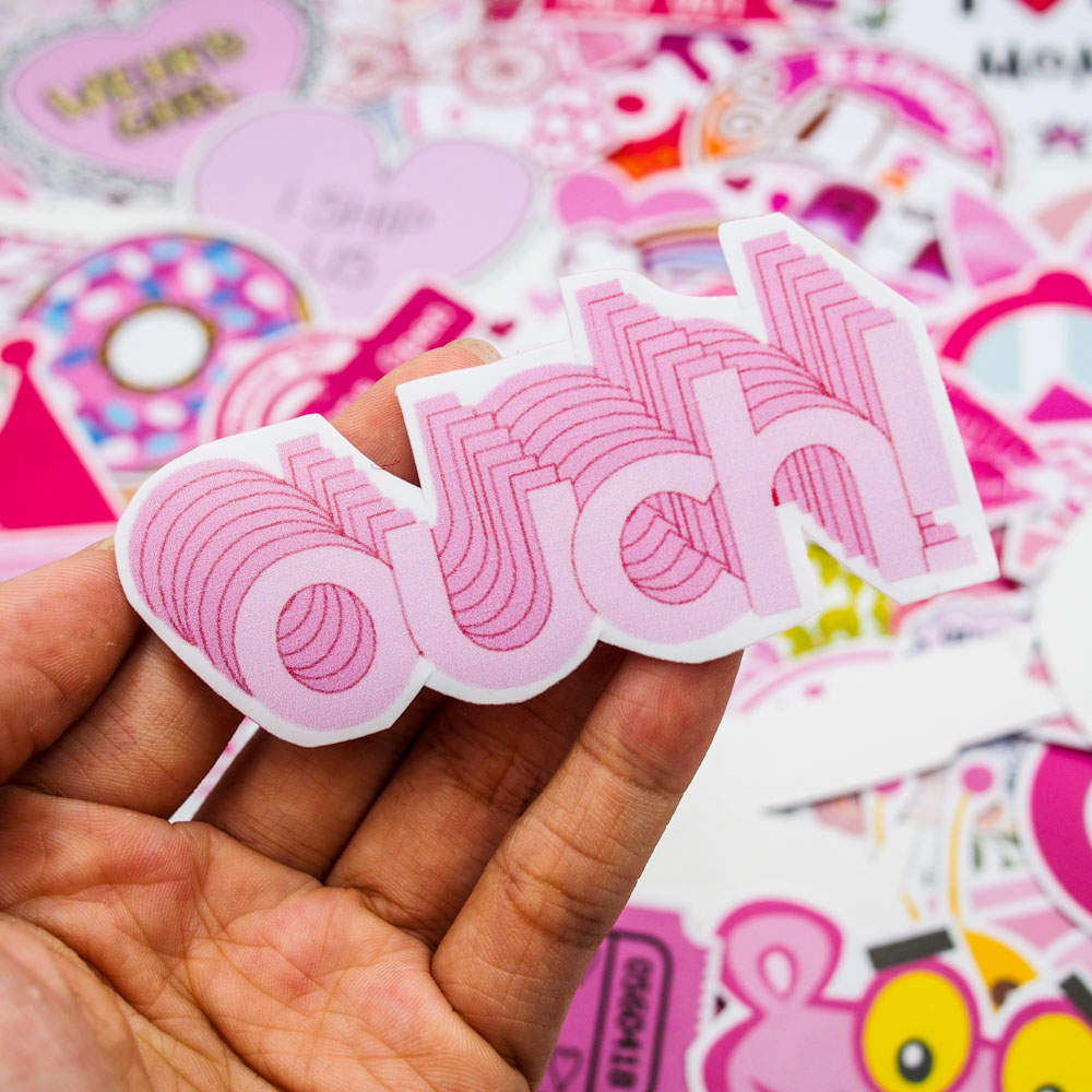 Sticker Factory - Set 100 sticker hình dán - Pink màu hồng