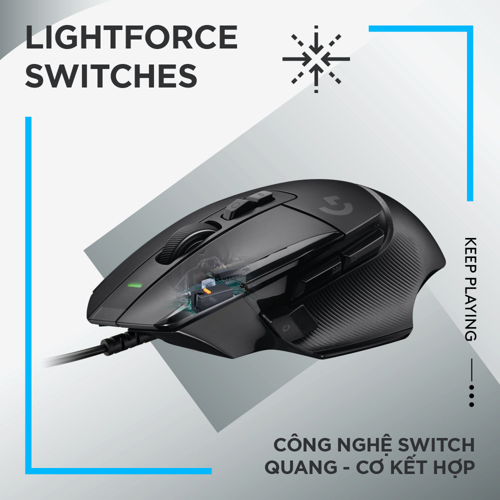 Chuột game có dây Logitech G502 X – switch LIGHTFORCE hybrid, Cảm biến Hero 25K, 13 nút macro, tương thích Windows/Mac OS -Hàng chính hãng